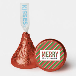 Modern Merry Christmas Red and Green Stripes Hershey®'s Kisses®