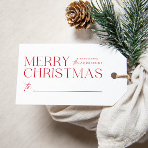 Modern Merry Christmas Red Gift Tags