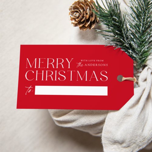 Modern Merry Christmas Red Gift Tags