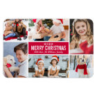 Modern Merry Christmas Red Photo Collage