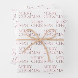 Modern Merry Christmas Red Typography Simple Wrapping Paper Sheets