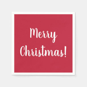 Modern Merry Christmas Red & White Typography Napkins