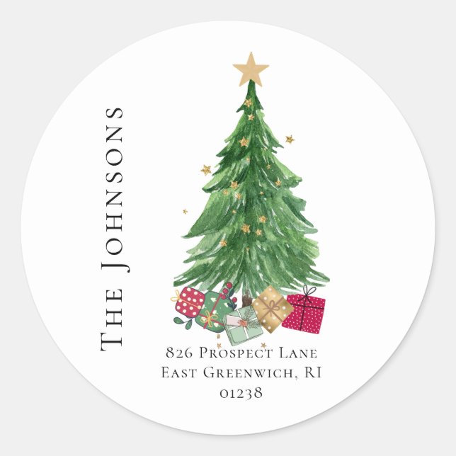 Modern Merry Christmas Return Address  Labels (Front)