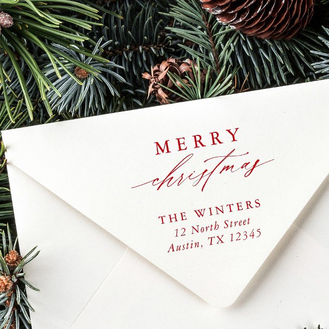 Modern Merry Christmas Return Address Self-inking Stamp (Creator Uploaded)