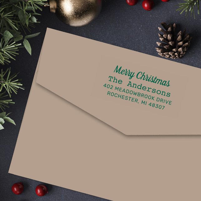 Modern Merry Christmas Return Address Self-inking Stamp (Creator Uploaded)