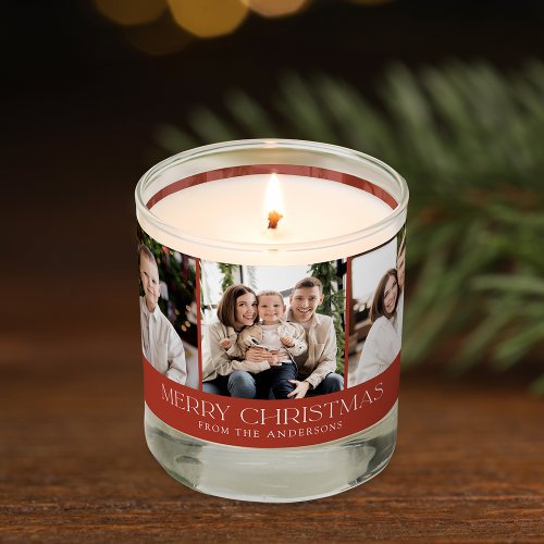 Modern Merry Christmas Rust 6 Photo Collage Scented Candle