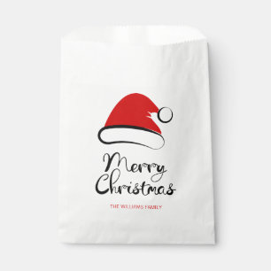 Modern Merry Christmas Santa Hat Favor Bag