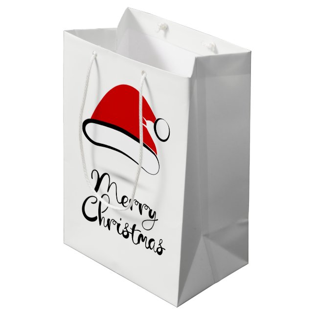 Modern Merry Christmas Santa Hat Gift Bag (Front Angled)
