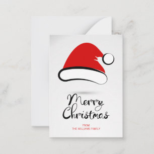 Modern Merry Christmas Santa Hat Mini Note Card