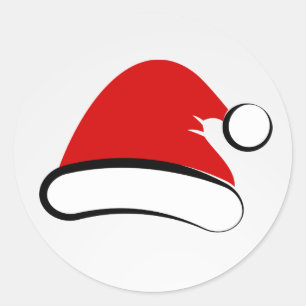 Modern Merry Christmas Santa Hat Round Sticker