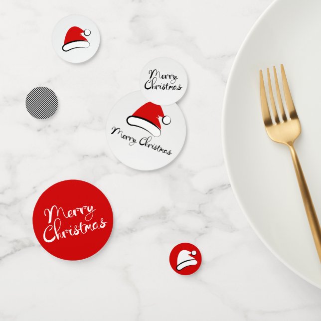 Modern Merry Christmas Santa Hat Table Confetti (Group)