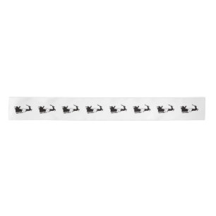 Modern Merry Christmas Santa Sleigh and Reindeer Satin Ribbon