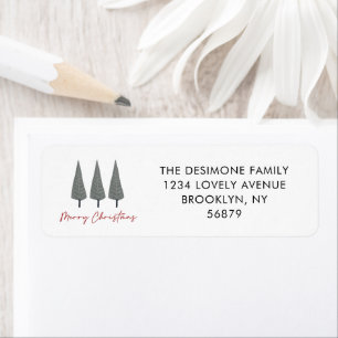 Modern Merry Christmas Scandi Tree Return Address Label