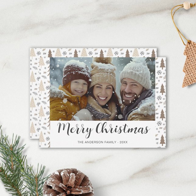 Modern Merry Christmas Script Photo Christmas Card (Creator Uploaded)