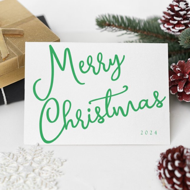 Modern Merry Christmas Script Typography No Photo Note Card (Creator Uploaded)
