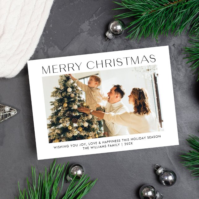 Modern Merry Christmas simple 4 photos family  Holiday Card (Creator Uploaded)