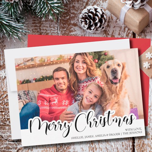 Modern Merry Christmas Single Photo Hand Lettered