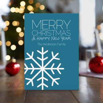 Modern Merry Christmas Snowflake - Non-photo Holiday Card by JustChristmas at Zazzle