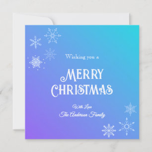 Modern Merry Christmas Snowflake Purple Turquoise Holiday Card
