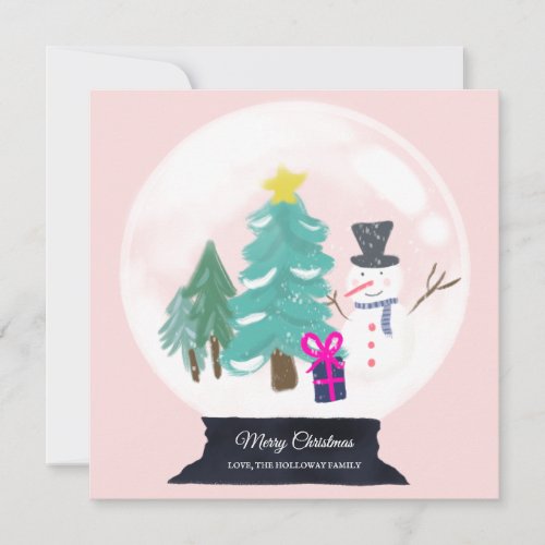 modern Merry Christmas snowglobe illustration Holiday Card