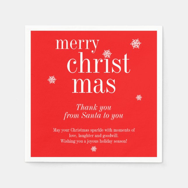 Modern Merry Christmas thank you from santa to you Napkins (Front)