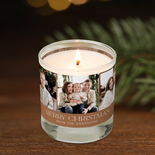 Modern Merry Christmas Toffee 6 Photo Collage Scented Candle