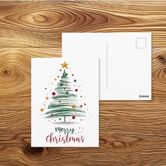 Modern Merry Christmas Tree Illustration