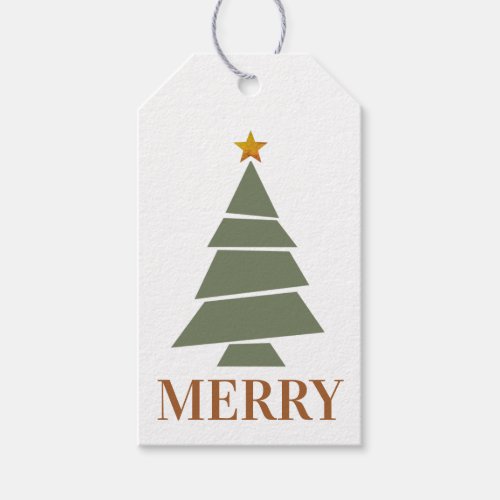 Modern Merry Christmas Tree Personalized Gift Tags