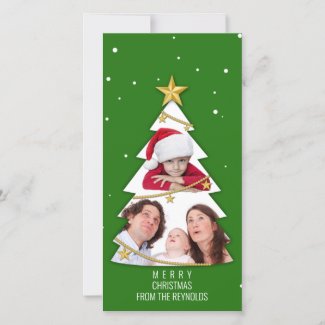 Modern Merry Christmas Tree Photo Collage Green