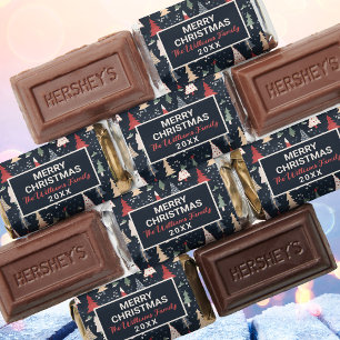 Modern Merry Christmas Trees Personalized Mini Hershey's Miniatures