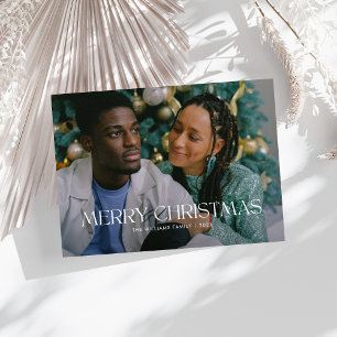 Modern Merry Christmas Trendy simple Family photo Holiday Card