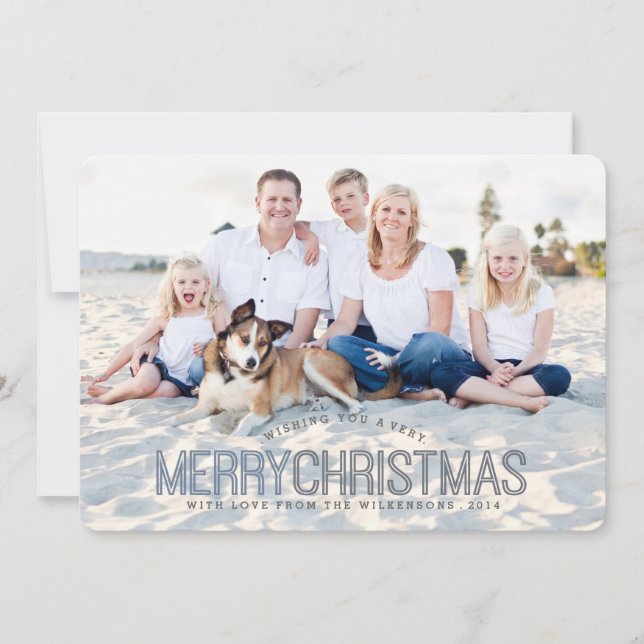 Modern Merry Christmas Two Photo Card (Front)