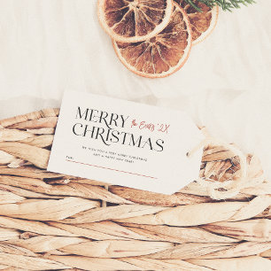 Modern Merry Christmas Typography Custom Family Gift Tags