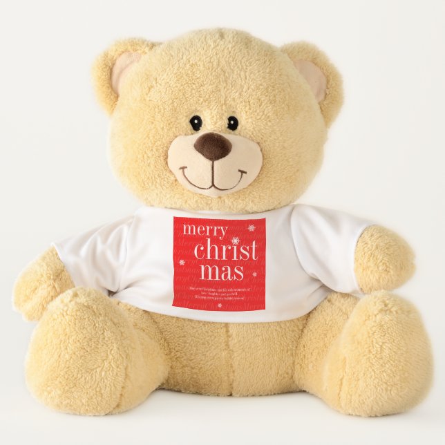 Modern Merry Christmas valentine Teddy Bear (Front)