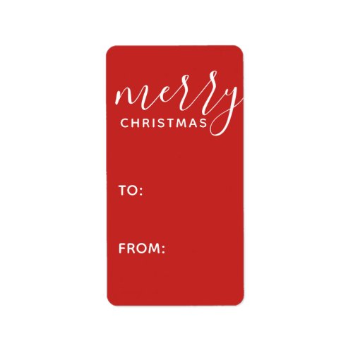 Modern Merry Christmas Watercolor Gift Tag red