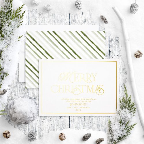 Modern Merry Christmas White Foil Holiday Card