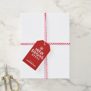 Modern Merry Christmas White Script Holly Jolly Gift Tags