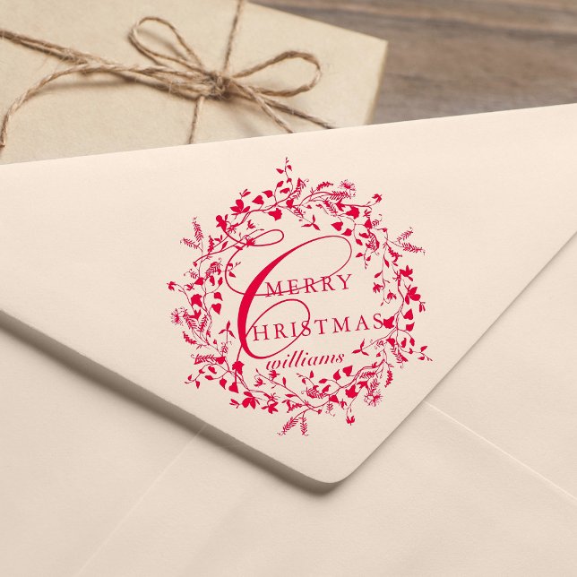 Modern Merry Christmas Wildflower Wreath  Self-inking Stamp (Creator Uploaded)