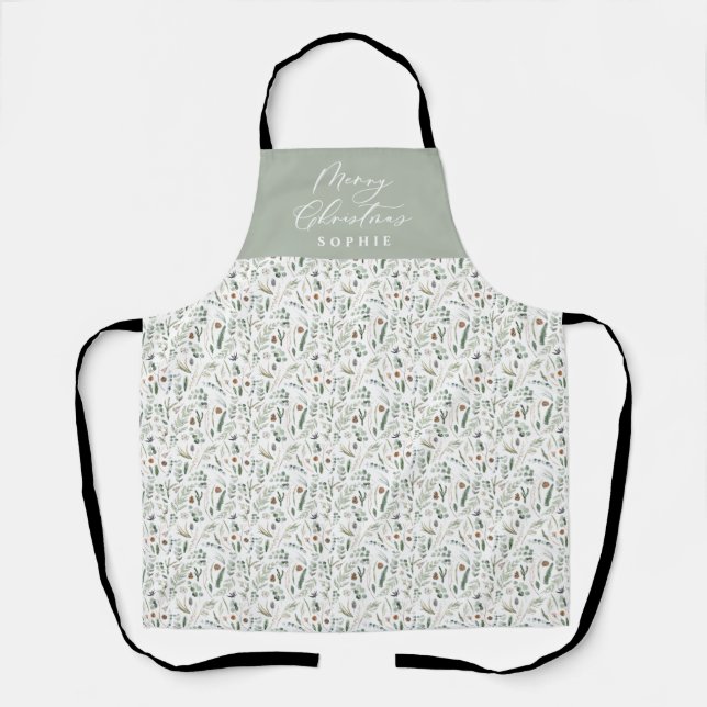 modern merry christmas winter family gift apron (Front)