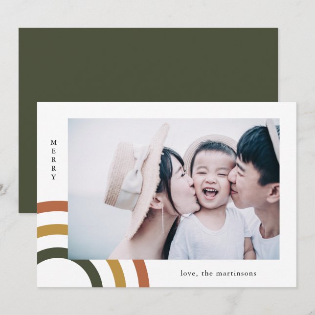 Modern Merry Earth Tones Christmas Card (Front/Back)