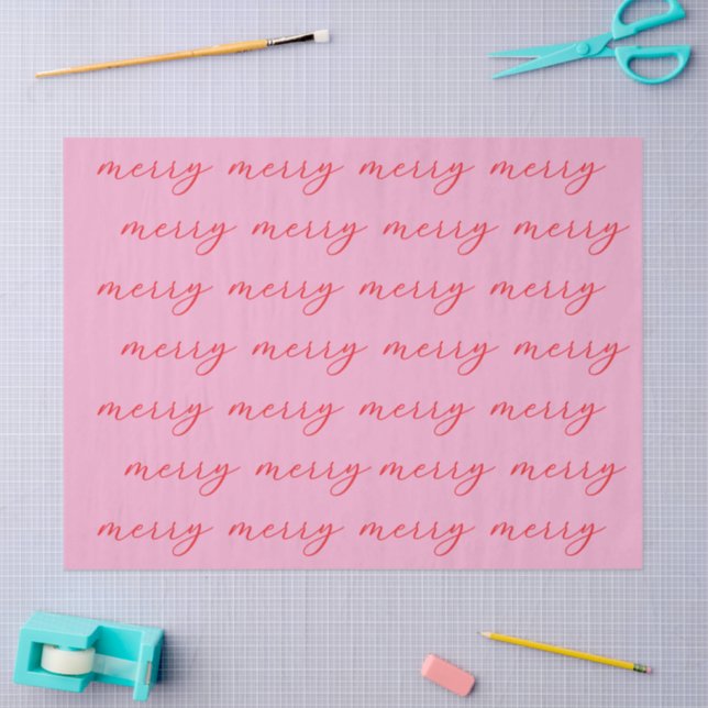 Modern Merry Elegant Script Christmas Holiday Tissue Paper (Craft)