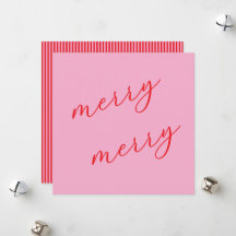 Modern Merry Elegant Script Christmas Pink & Red
