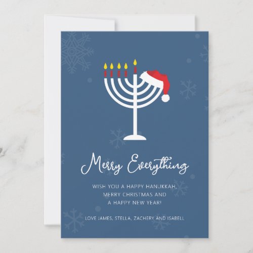 Modern Merry Everything Christmas Hanukkah Holiday Card