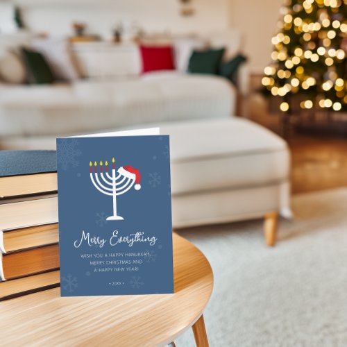 Modern Merry Everything Christmas Hanukkah Holiday Card