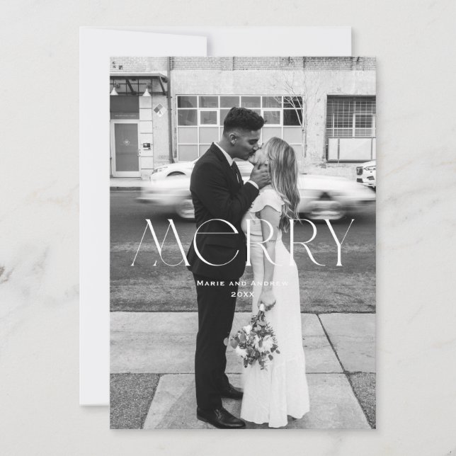 Modern Merry Holiday design Card (Front)