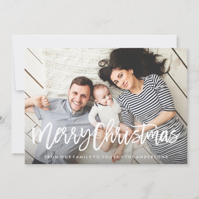 Modern Merry Holiday Photo Card (Front)