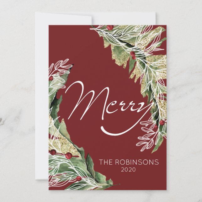 Modern & Merry in Berry Holiday Card (Front)