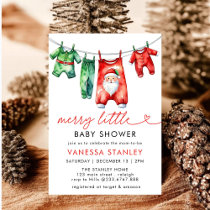 Modern Merry Little Christmas  Santa Baby Shower Invitation