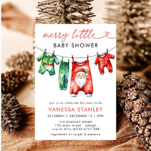 Modern Merry Little Christmas  Santa Baby Shower Invitation
