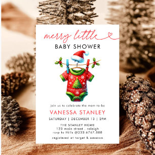 Modern Merry Little Christmas  Santa Baby Shower Invitation